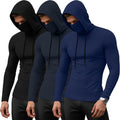 3 Pack Men's Sports Hoodies with Mask Compression (Style 2Q2B)