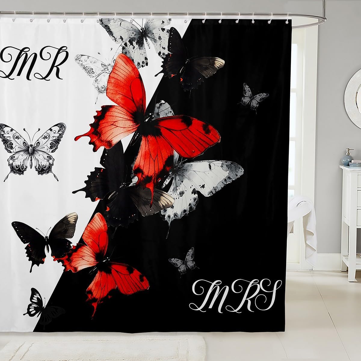 Romantic Butterfly Shower Curtain Set