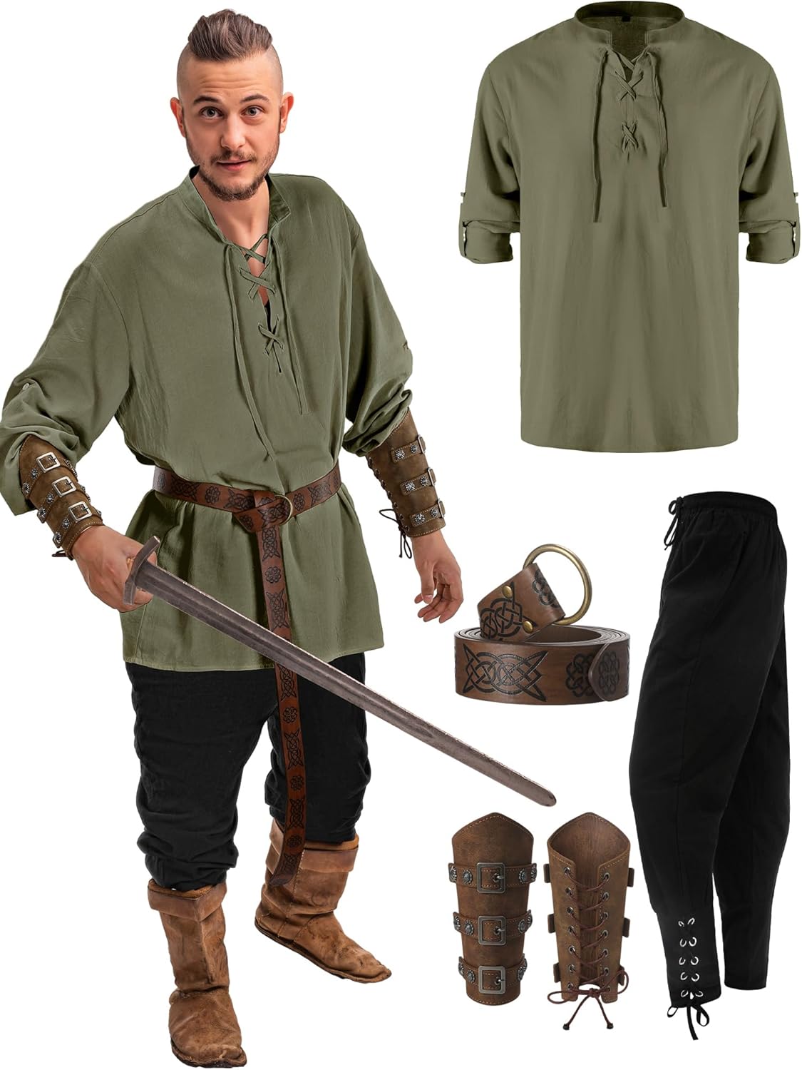 Medieval Pirate Costume Set for Halloween with Accessories