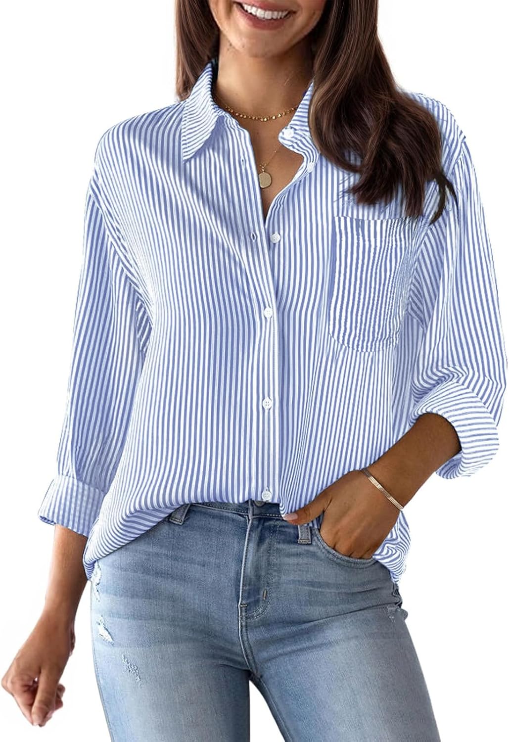Stylish Button Down Shirts for Women - Long Sleeve Cotton Blouses