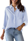 Button Down Shirts for Women Striped Dress Shirts Long Sleeve