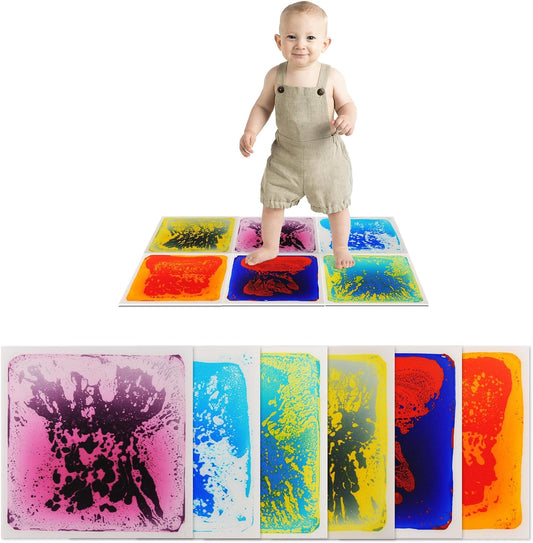 Art3d Liquid Sensory Floor Activity Tiles for Kids Play Areas