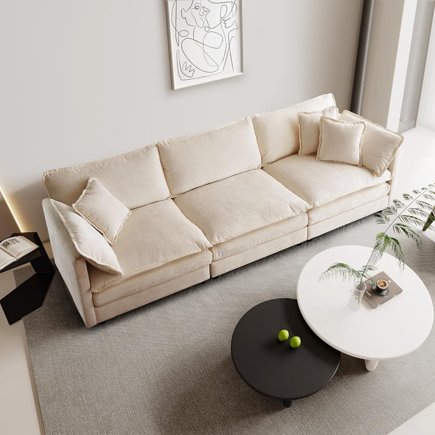 SoarFlash Chenille Sectional Sofa: Comfy Modular Loveseat Set