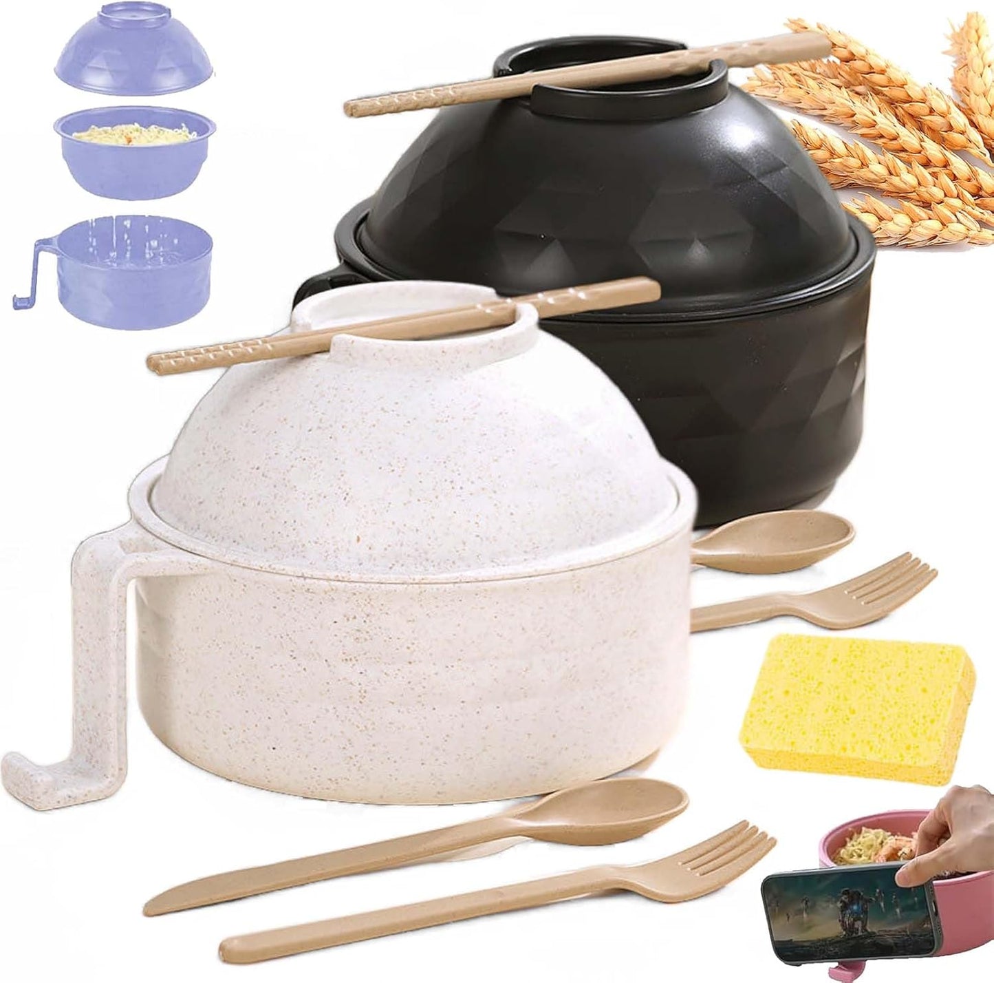 Wheat Straw Ramen Bowl Set - Easy & Eco-Friendly Dining