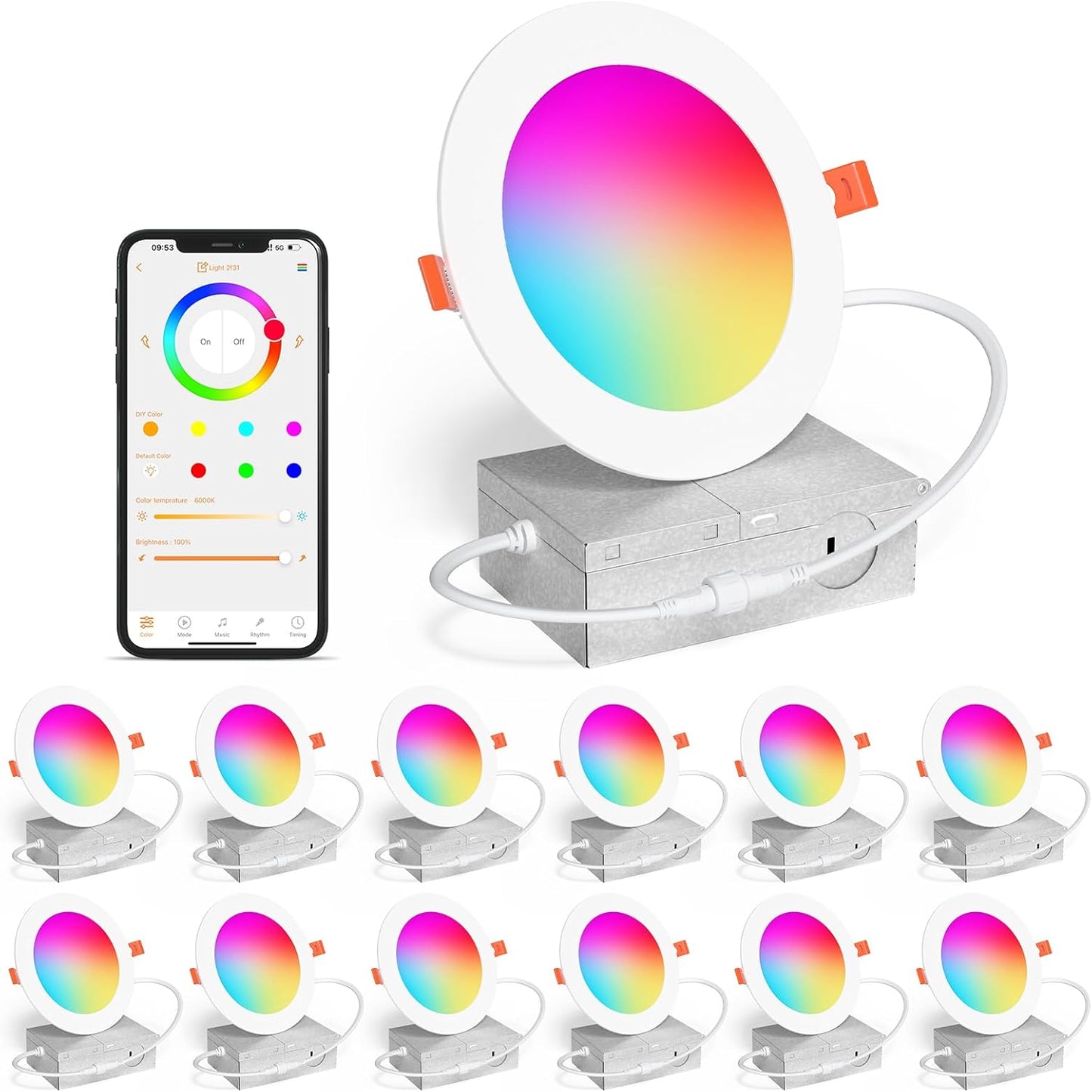 Smart Recessed Lighting 4 Inch RGBCW LED Downlight for Home Use