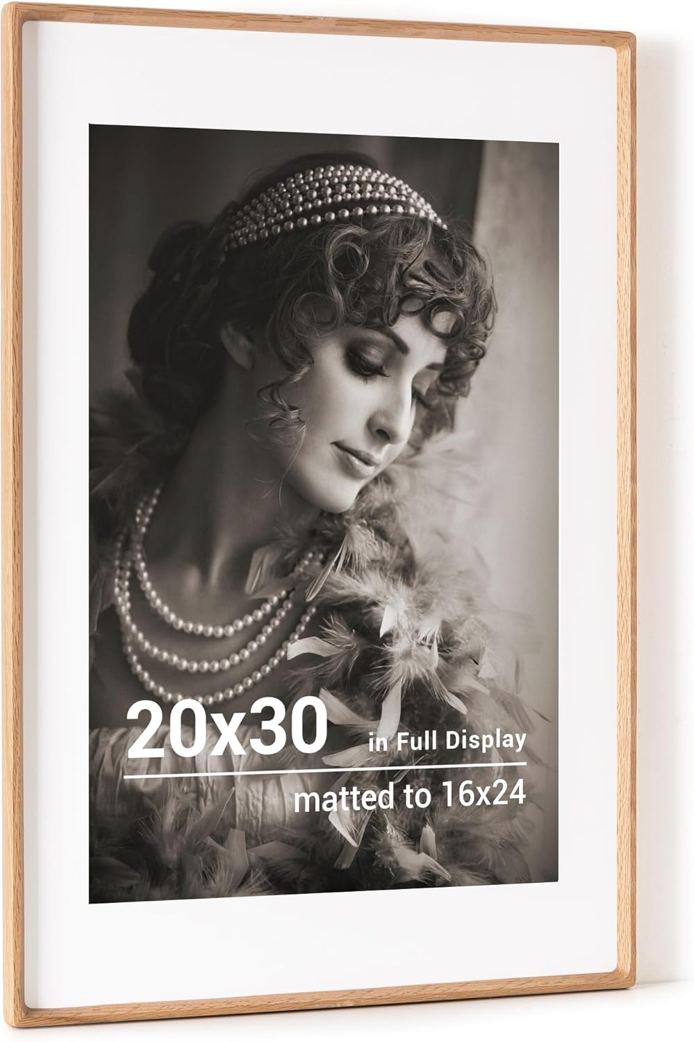 20x30 Oak Wood Picture Frame with Tempered Glass for Photos