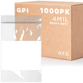 4 in x 6 in Clear Reclosable Zip Bags Bulk Case of 1000 - Heavy Duty