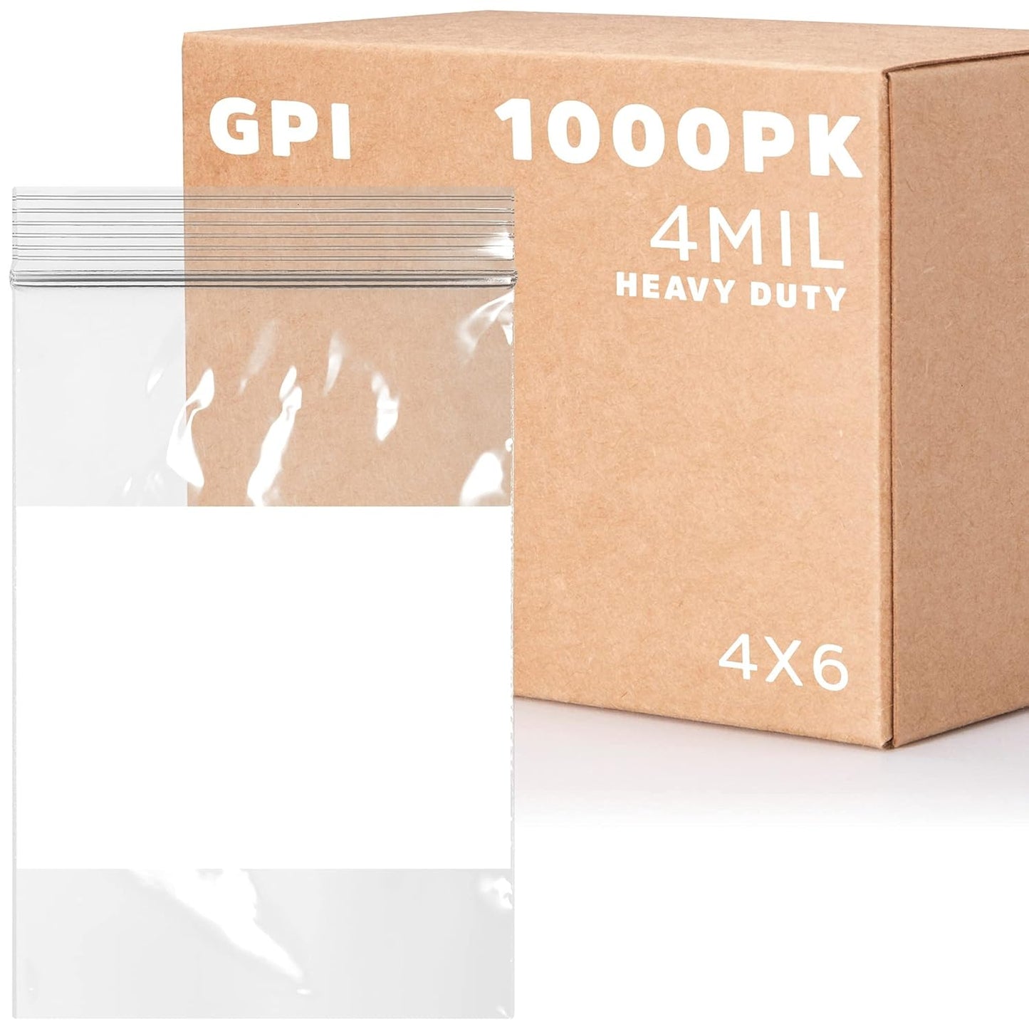 4in x 6in Heavy Duty Clear Plastic Reclosable Zip Bags - 1000 Pack