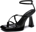 Strappy Heels for Women Platform High Chunky Heels - Patent Leather