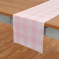Linen Plaid Table Runner 14 x 60 in - Marshmellow Pink Buffalo Check