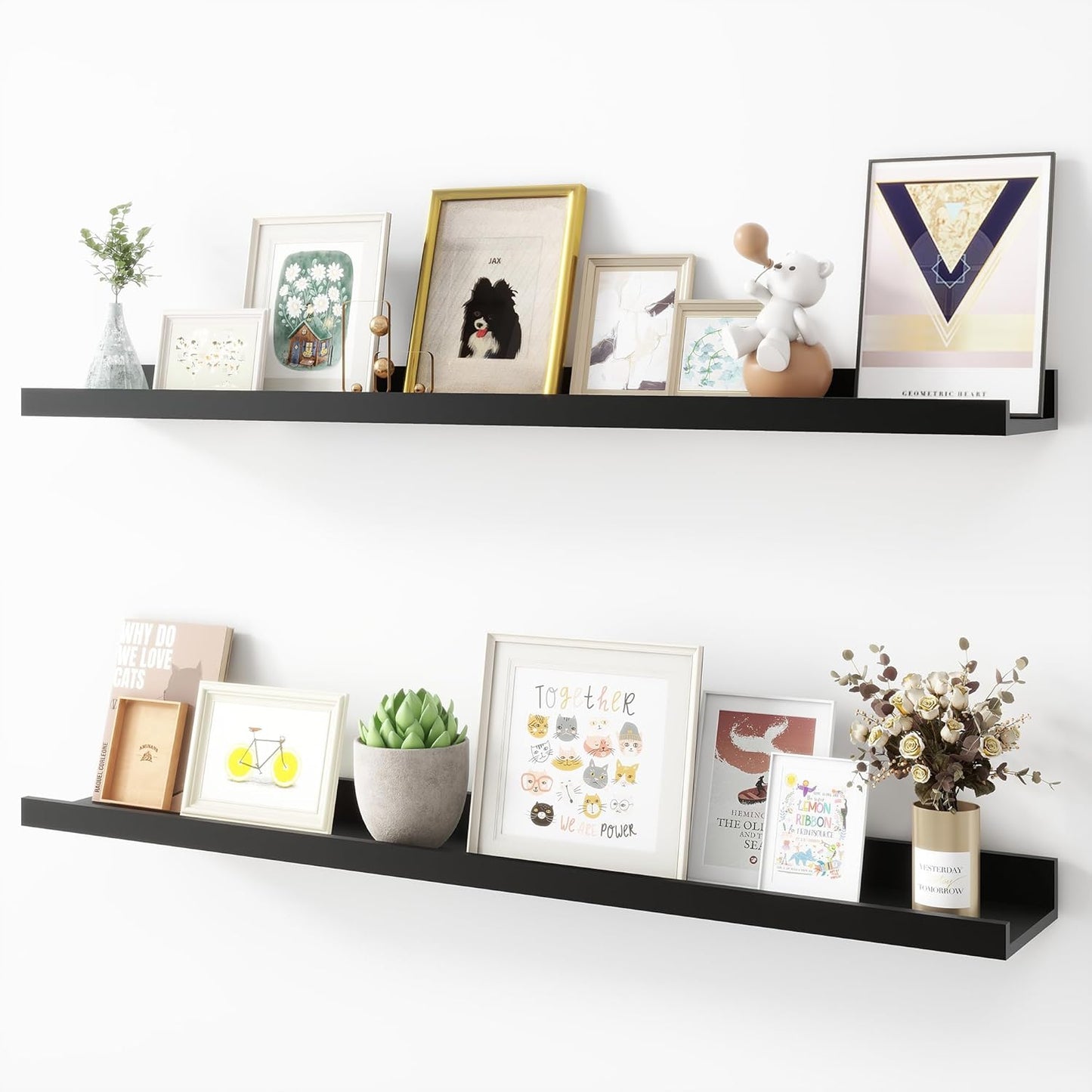 Picture Ledge Shelf Set of 2, 36 inch Floating Shelves for Photos