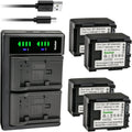 1500mAh 4-Pack Battery and LTD2 USB Charger for Canon VIXIA - Dual