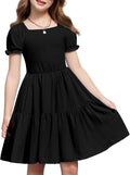Girls Tie Back Summer Dress with Pockets - Tiered Midi Fit