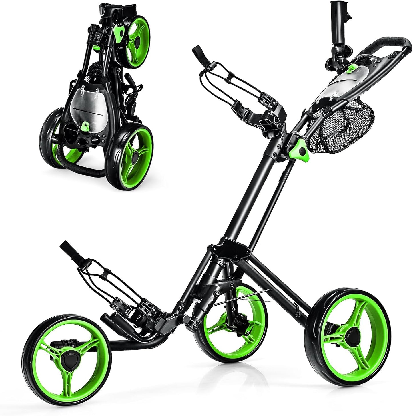 Lightweight 3-Wheel Golf Push Cart with Ultimate Features
