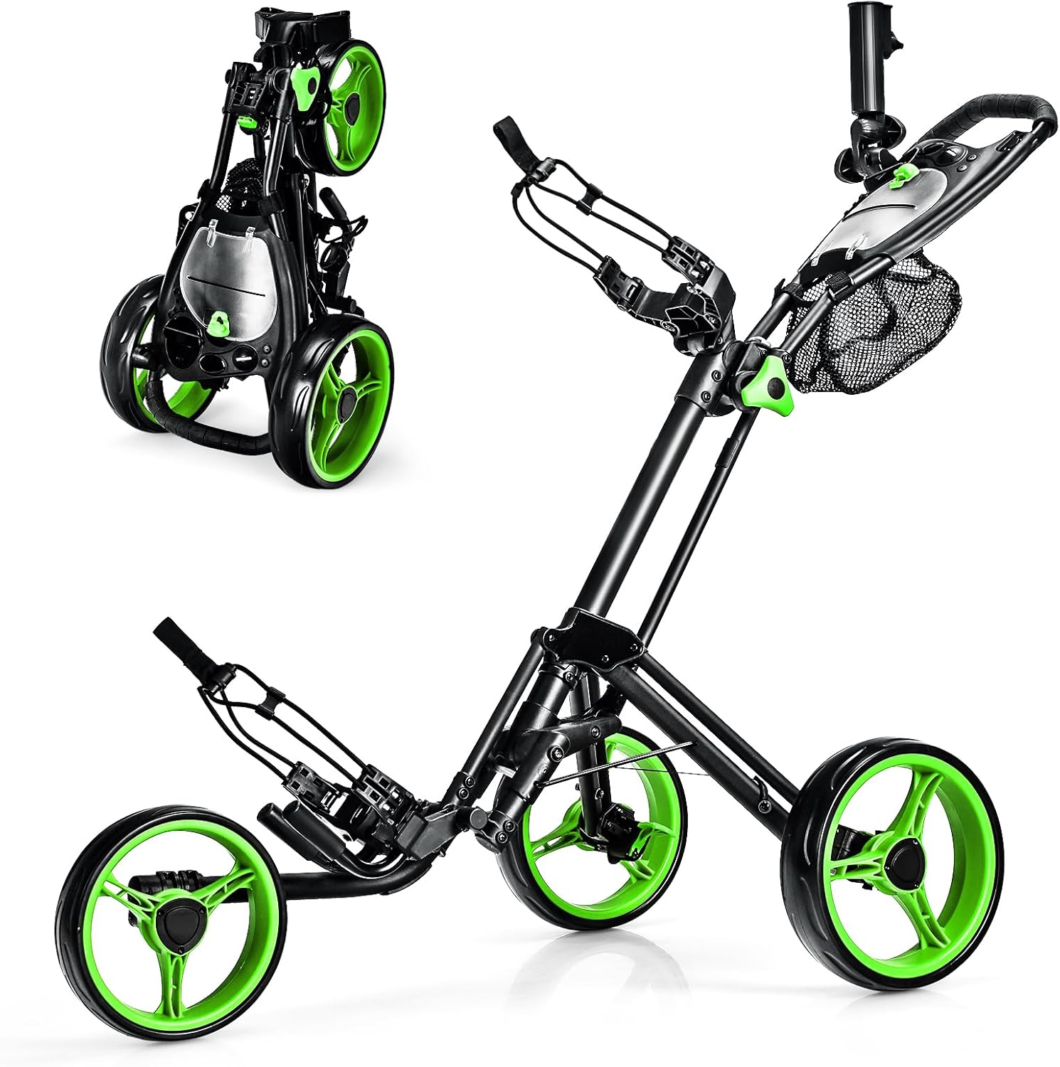 Lightweight 3-Wheel Golf Push Cart with Ultimate Features