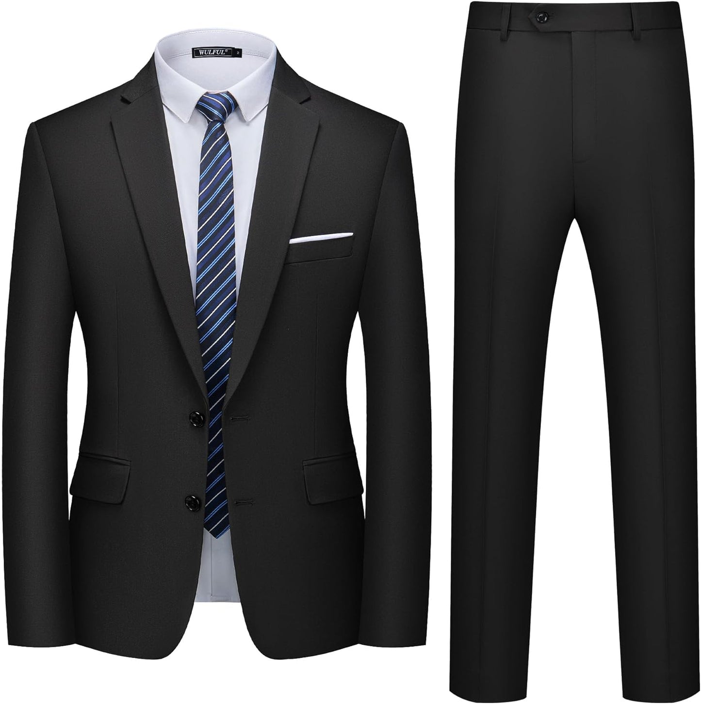 WULFUL Men's 2 Piece Slim Fit Suit for Weddings and Parties