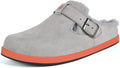 Fur Lined Clogs for Women Men Suede Winter Slip On Mules - Warm Arch