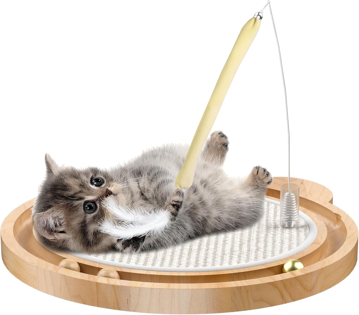 3-in-1 Cat Toys for Indoor Cats with Scratching Board & Ball Track