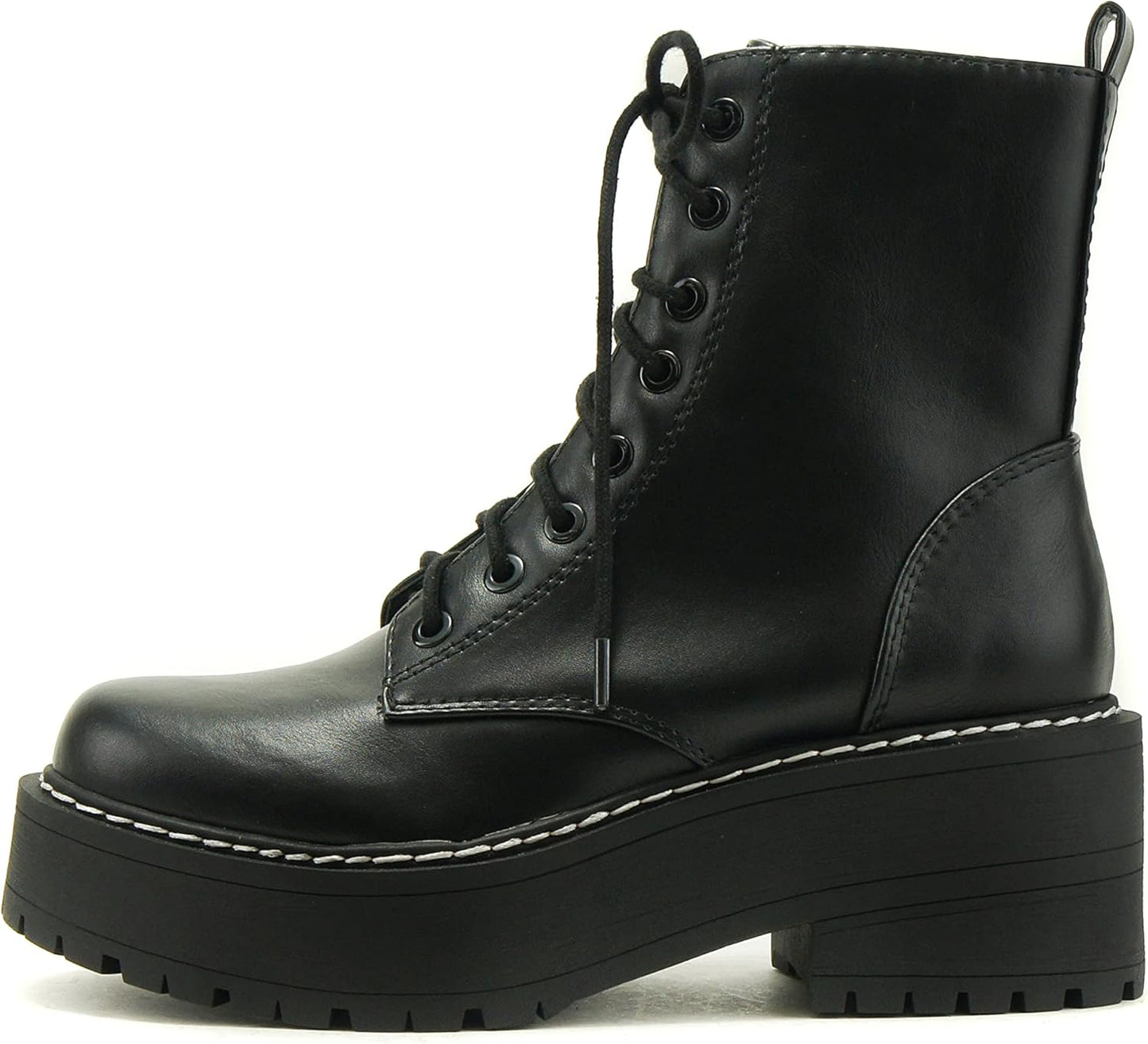 Soda FLING Women Chunky Lug Sole Lace Up Combat Ankle Boot