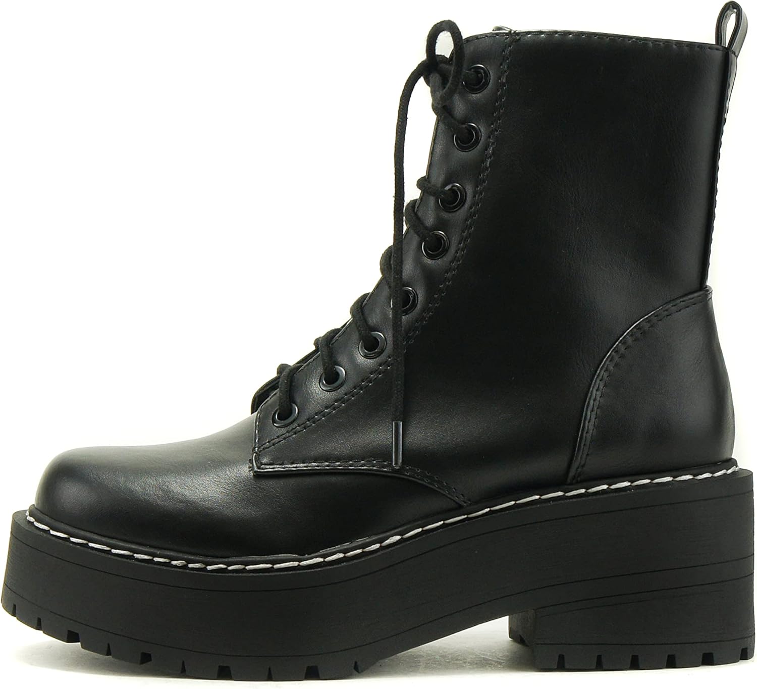 Soda FLING Women Chunky Lug Sole Lace Up Combat Ankle Boot