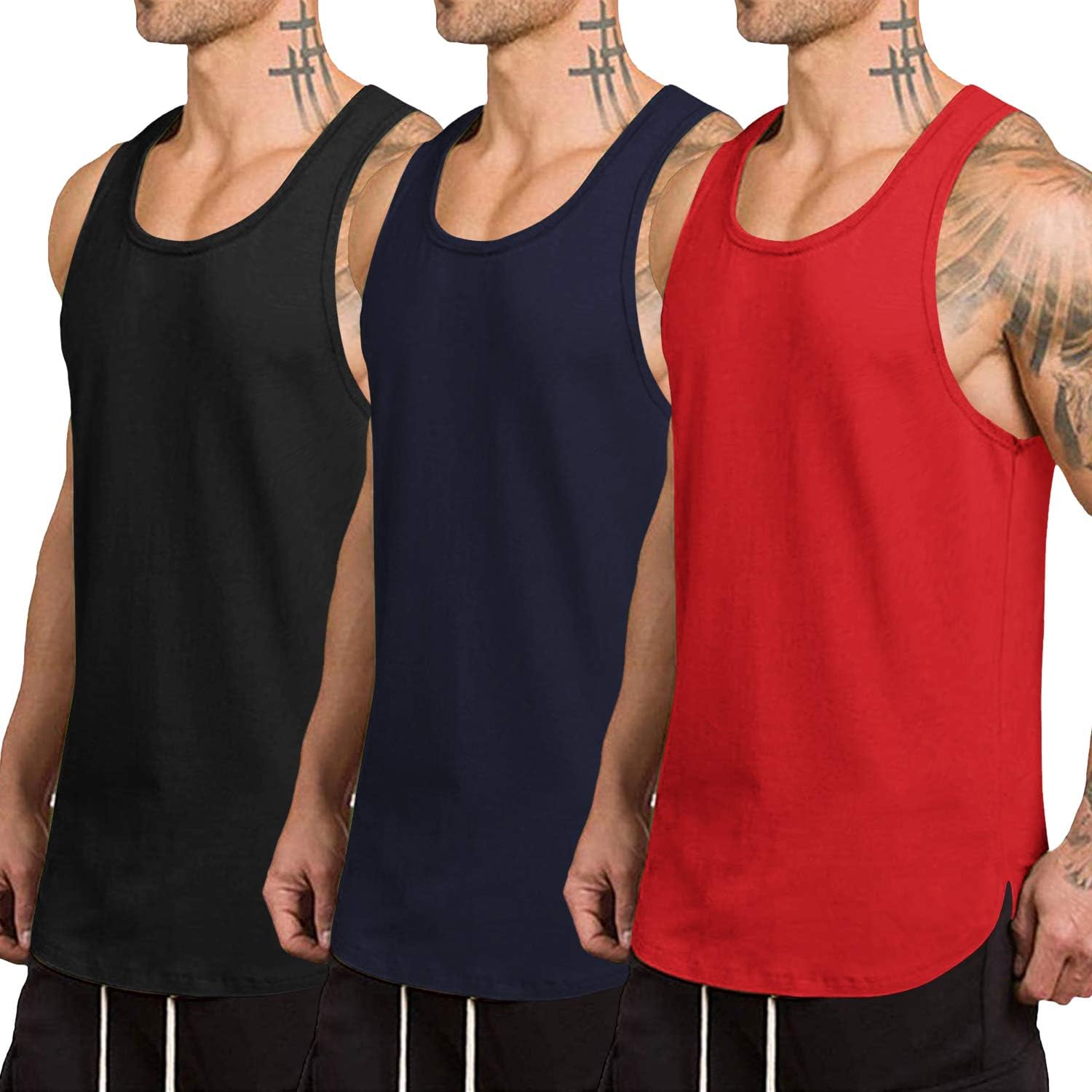 COOFANDY Men's Quick Dry Workout Tank Top 3 Pack for Fitness