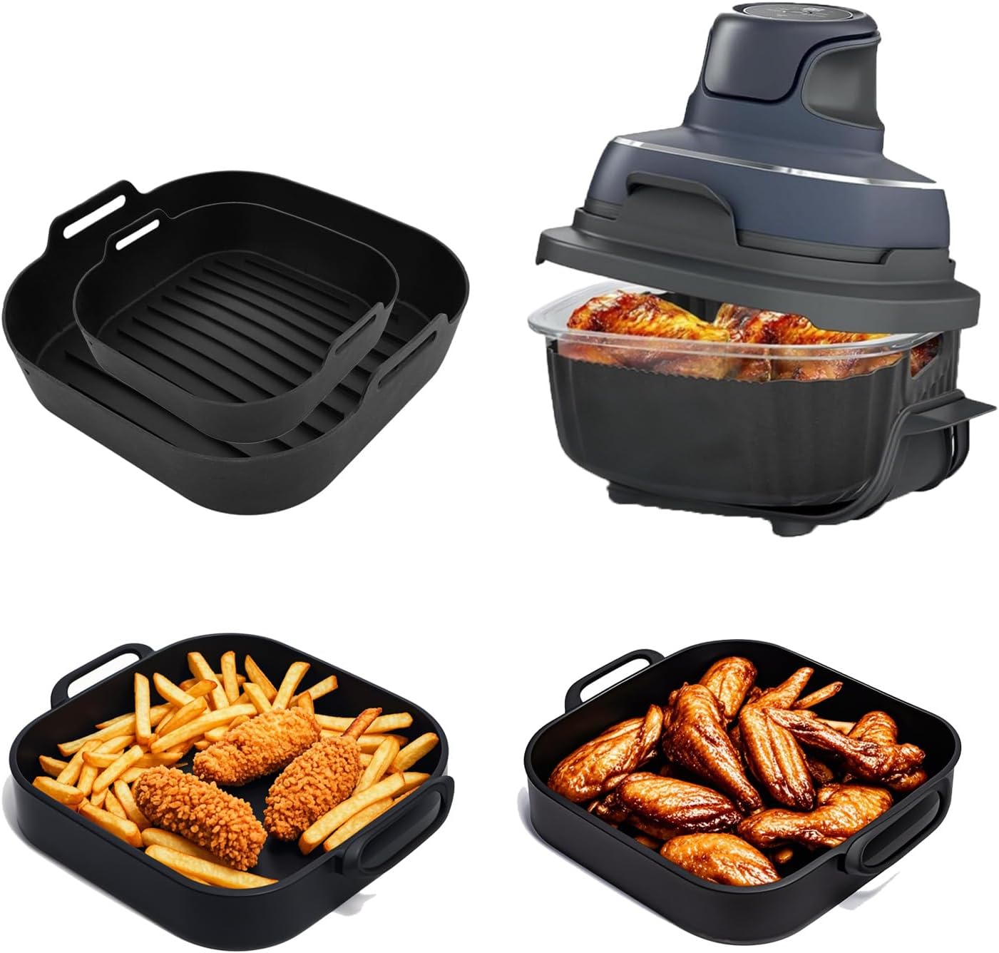 Non-Stick Silicone Air Fryer Liners - 2 Pack