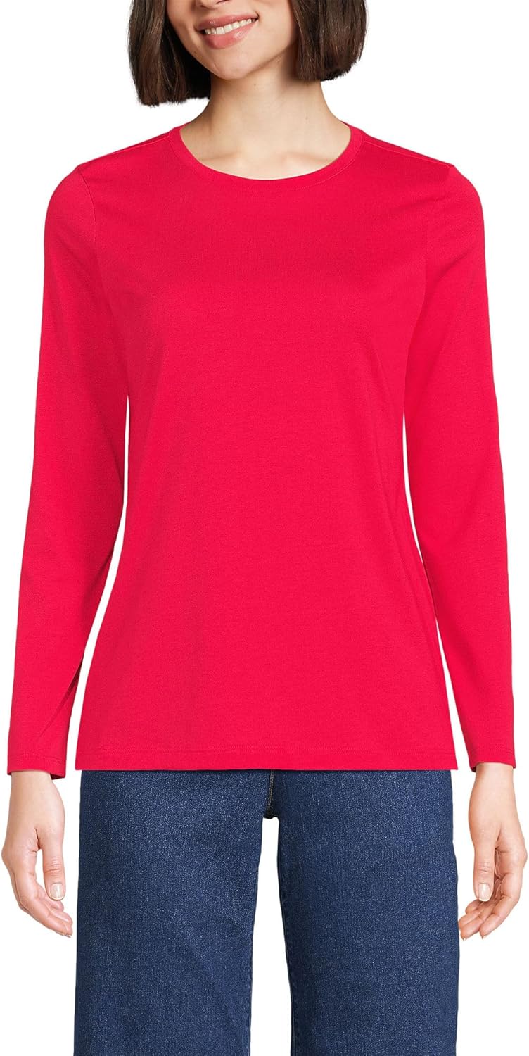 Relaxed Supima Cotton Long Sleeve Crew Neck T-Shirt for Women