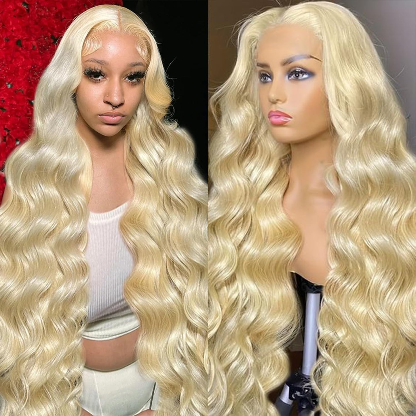 613 Lace Front Wig Human Hair 200% Density Blonde Body Wave