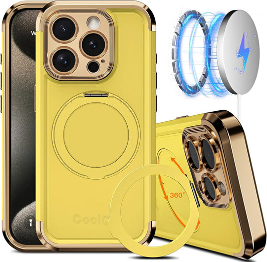 COOLQO iPhone 15 Pro Max Case with 360 Spin Magnetic Stand