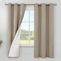 YoungsTex Taupe Linen Thermal Blackout Curtains for Bedroom