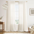 Nanspring Linen Curtains 96 in Long 2 Panels - Light Filtering Privacy