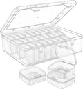 Mathtoxyz Bead Organizer Box, 93Pcs Mini Clear Storage - Compact Craft