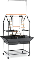 Large Parrot Playstand with Wheels - Indoor Outdoor Activity Center