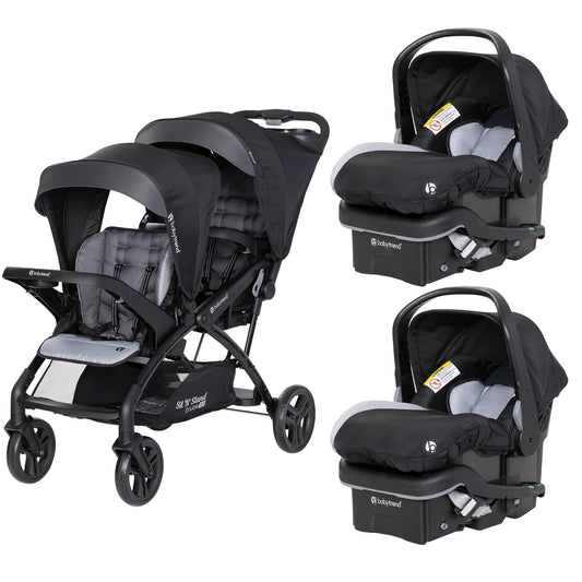 Ultimate Twin Travel System: Baby Trend Double Stroller with 2 EZ-Lift Infant Car Seats