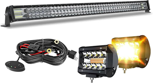 Super Bright 52 Inch LED Light Bar with Fog Lights and Harness