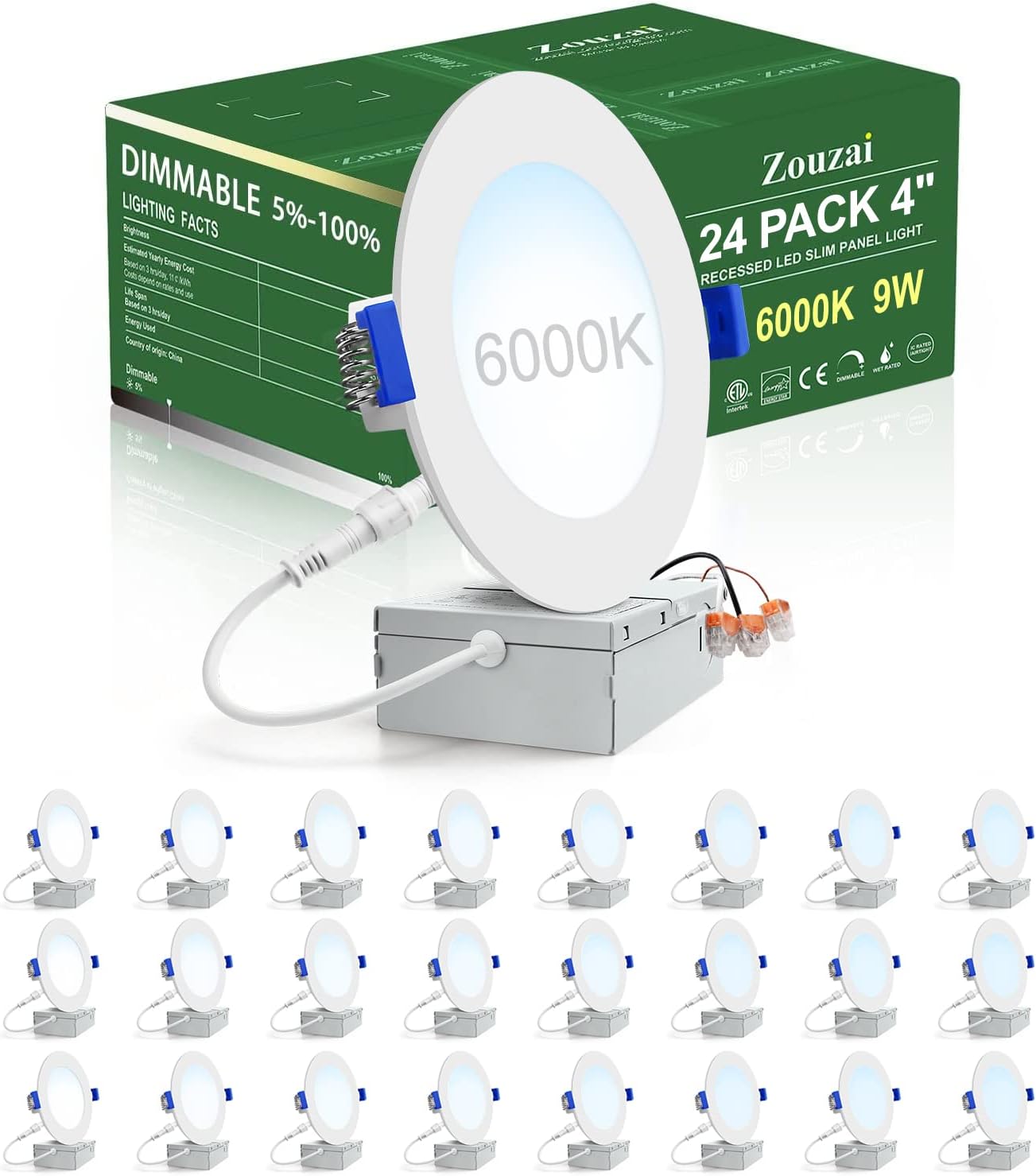 Ultra-Thin 24 Pack 4 Inch LED Recessed Ceiling Light 6000K