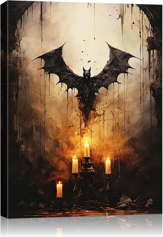 Spooky Halloween Canvas Wall Art for Vintage Gothic Decor