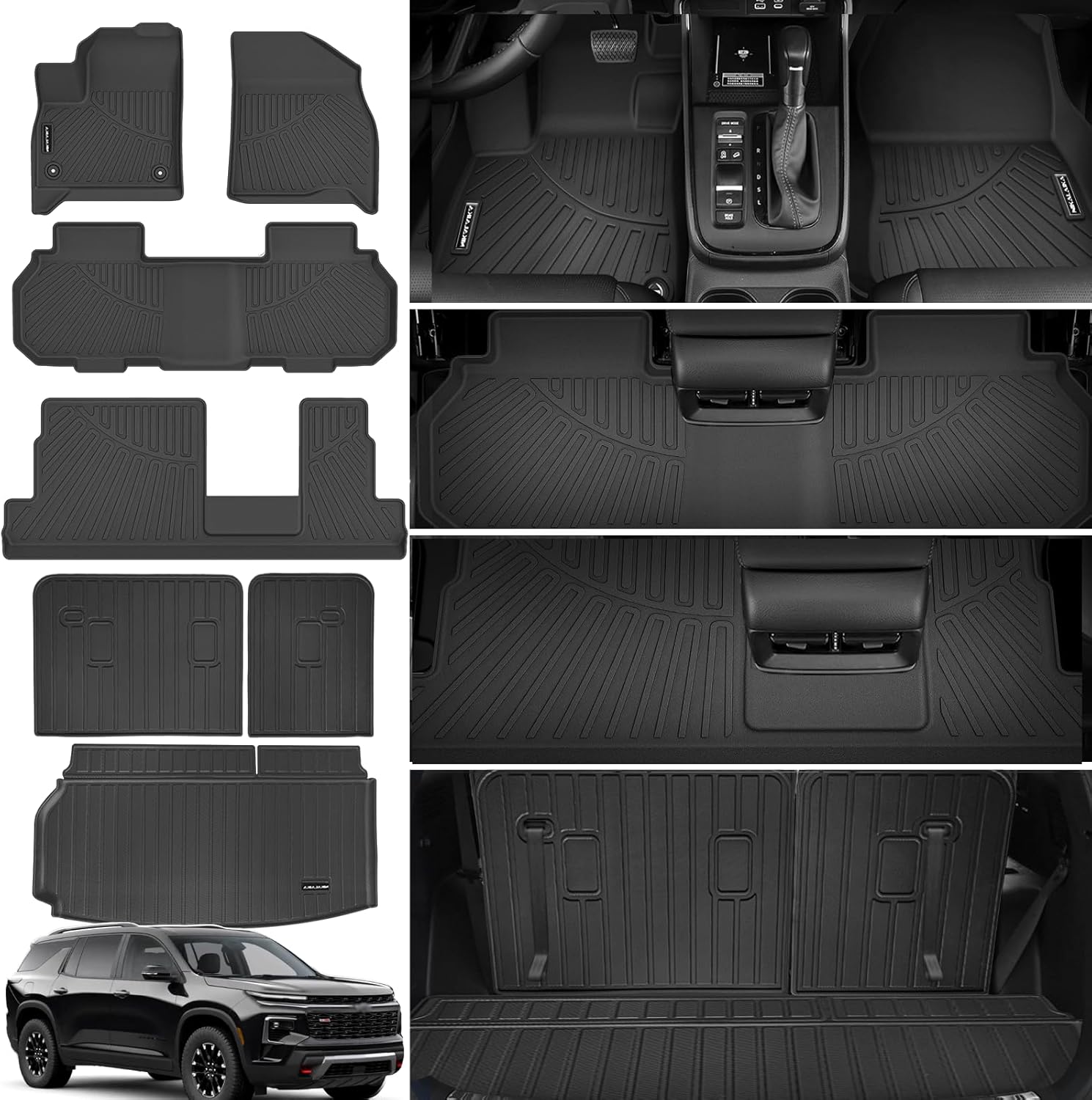 All-Weather Floor Mats for 2024 2025 Chevrolet Traverse 8 Seats