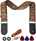 Comfortable Jacquard Weave Guitar Strap Set in Red Flower - Farcaya