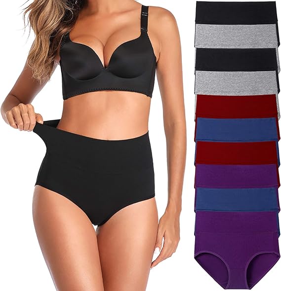 UMMISS Womens Underwear: Cotton High Waist Full Coverage Briefs