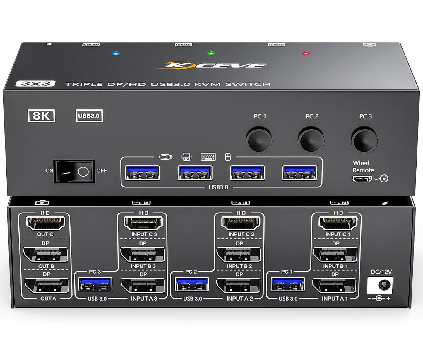 KVM Switch 3 Monitors 3 Computers 8K@60Hz for Ultimate Setup