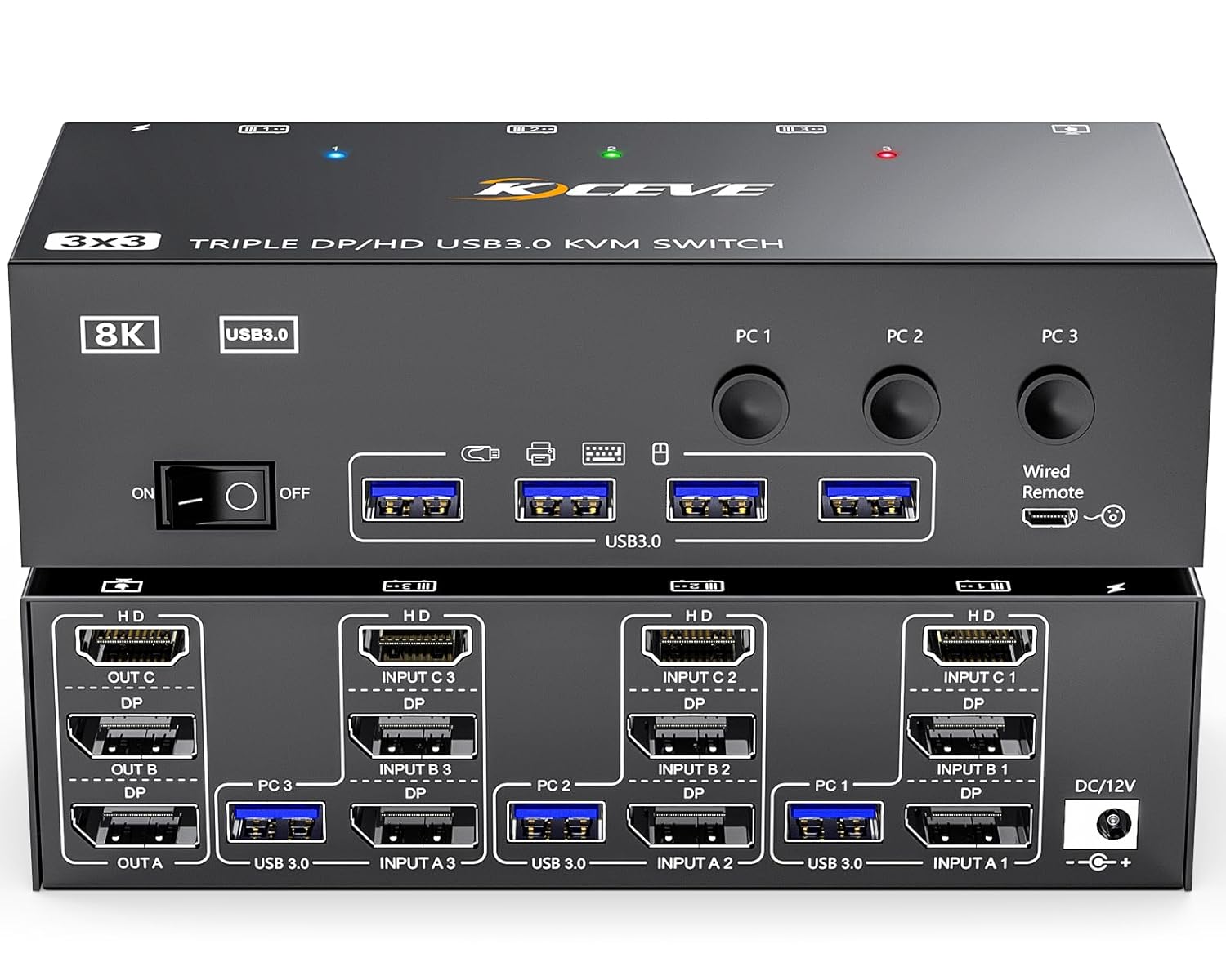 KVM Switch 3 Monitors 3 Computers 8K@60Hz for Ultimate Setup