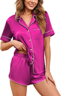 Ekouaer Womens Silk Satin Pajamas Set - Soft Short Sleeve 2-Piece S-5X
