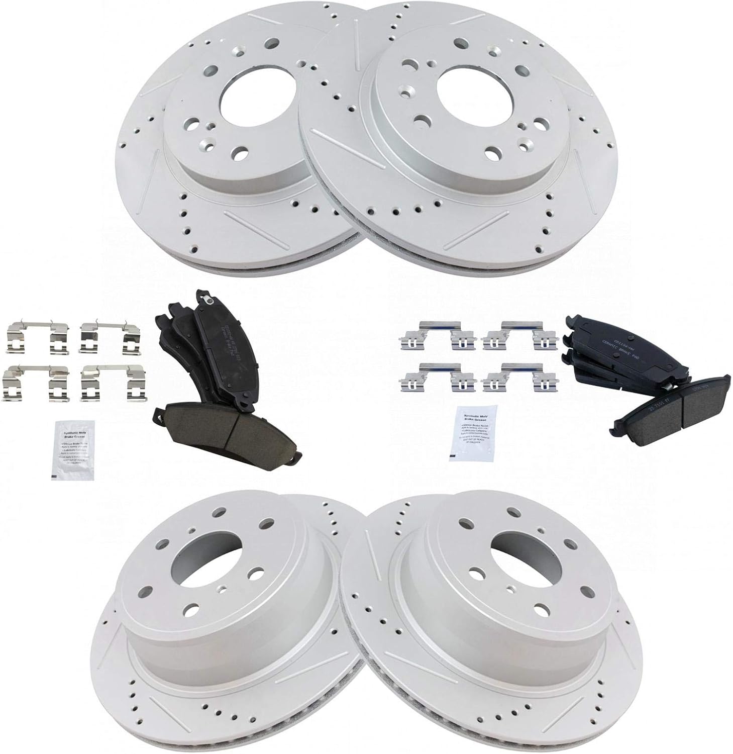 TRQ Front & Rear Brake Pad & Rotor Kit for 07 Avalanche & More