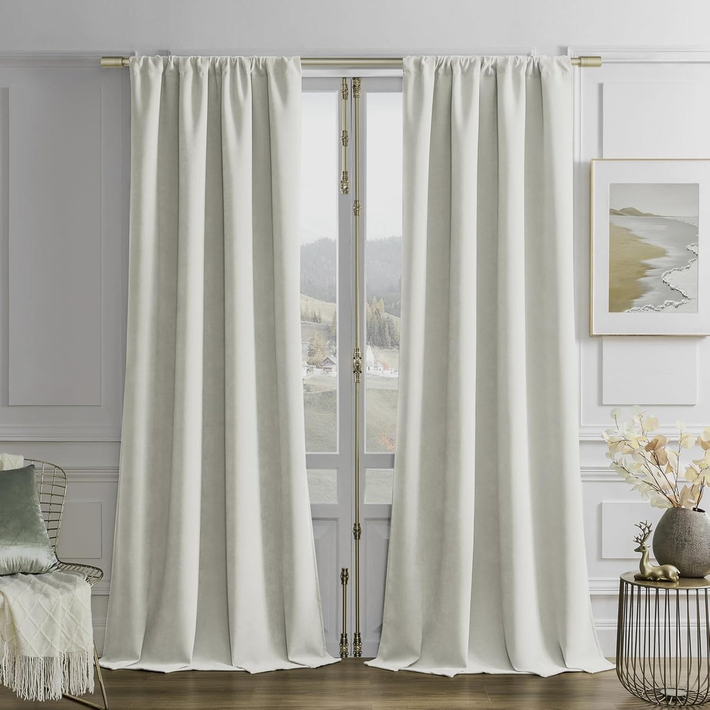 Joydeco Velvet Curtains 72 Inches for Bedroom & Living Room