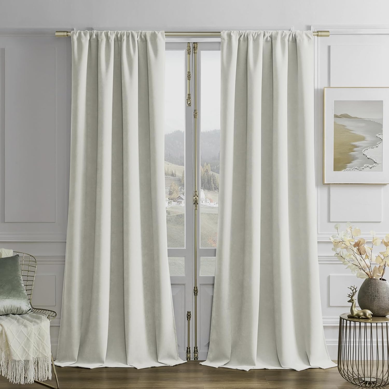 Joydeco Velvet Curtains 72 Inches for Bedroom & Living Room