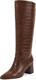 knee high boots women chunky heel pointed toe - stylish everyday wear