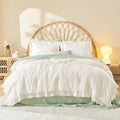 Litanika Queen Comforter Set Ivory - Fluffy Ruffle Farmhouse Comfort