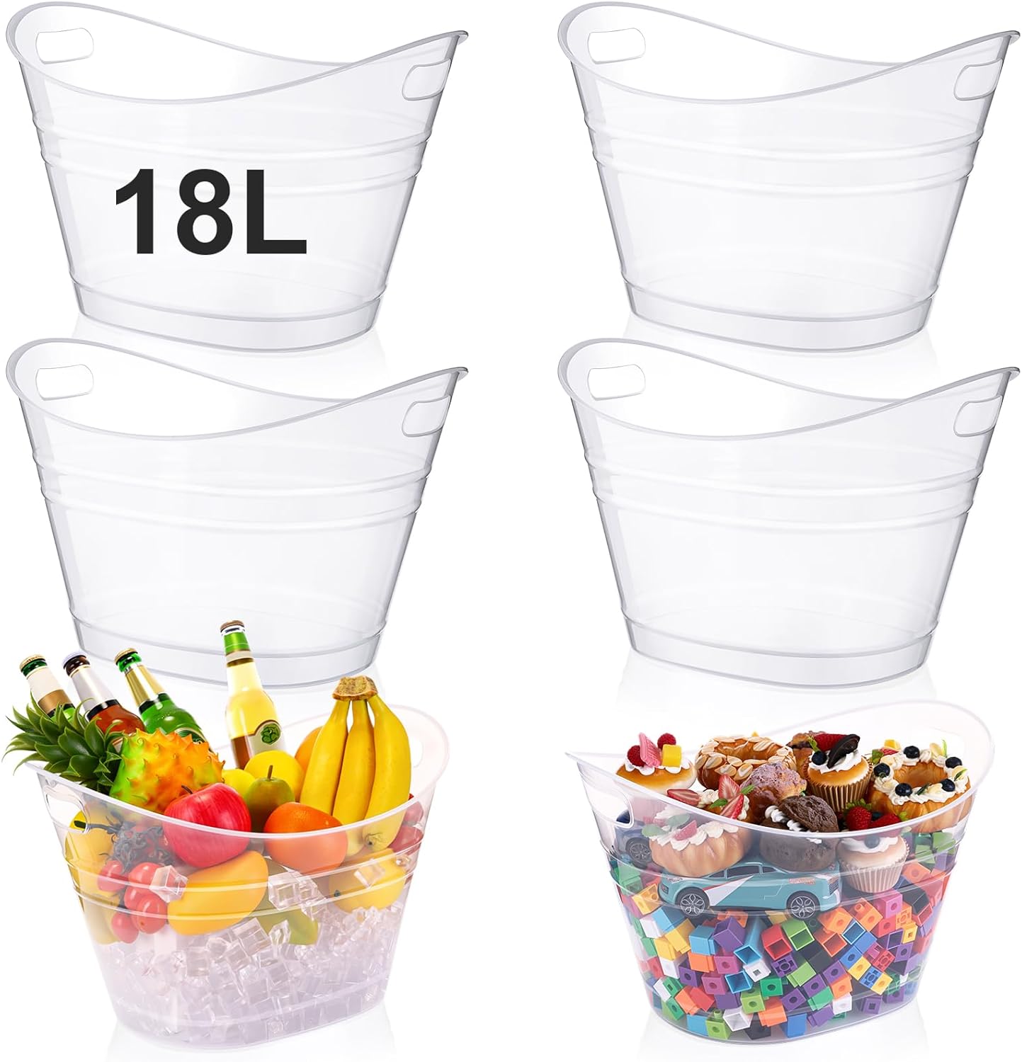 Meekoo 6 Pcs Plastic Ice Buckets for Parties and Events
