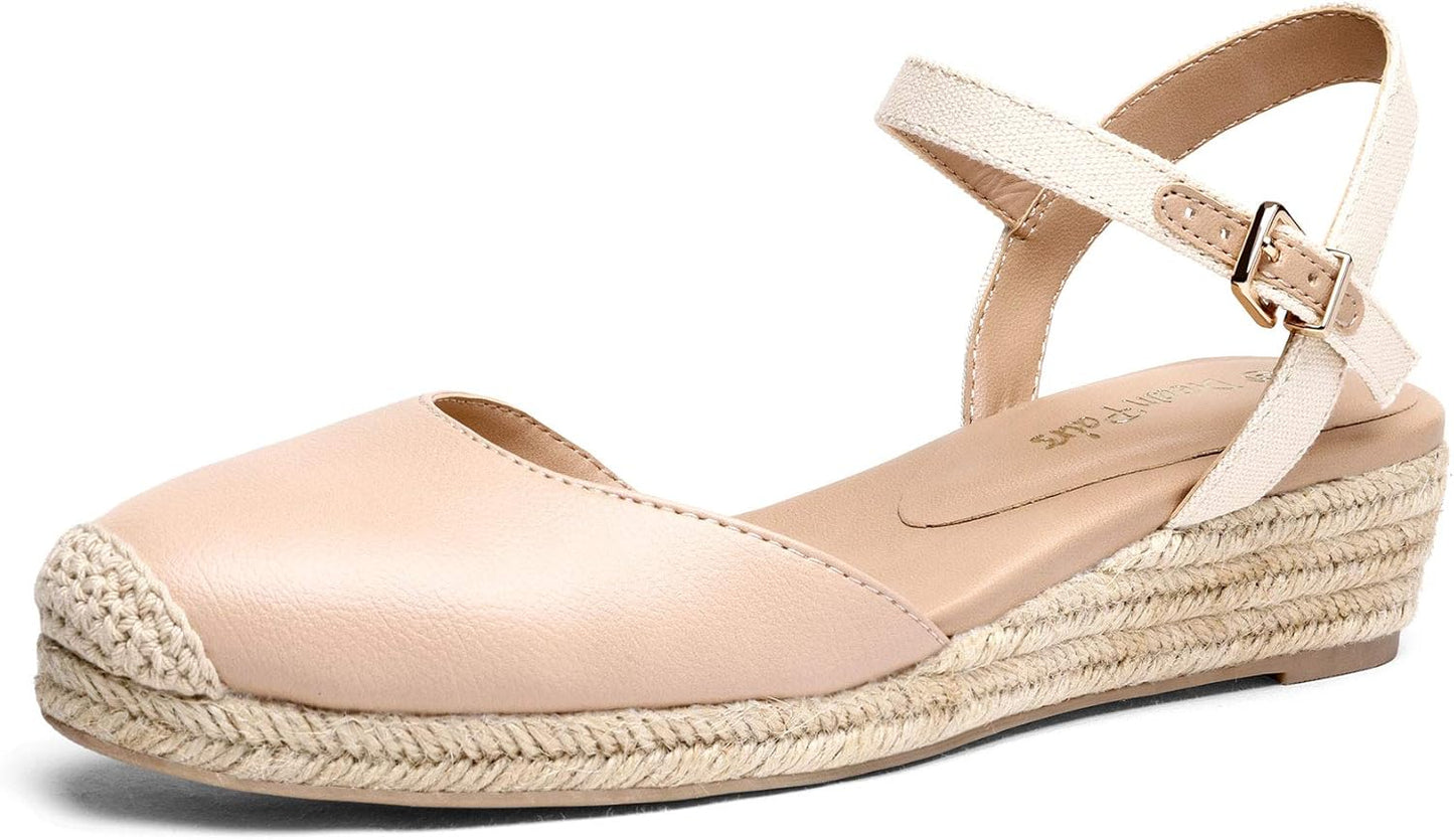 DREAM PAIRS Women's Closed Toe Elastic Ankle Strap Wedge Sandals